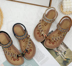 Bohemian Rhinestone Clip Toe Slippers