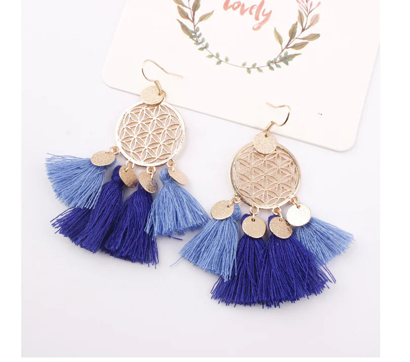 Bohemian Tassel Earrings with Hollow Design