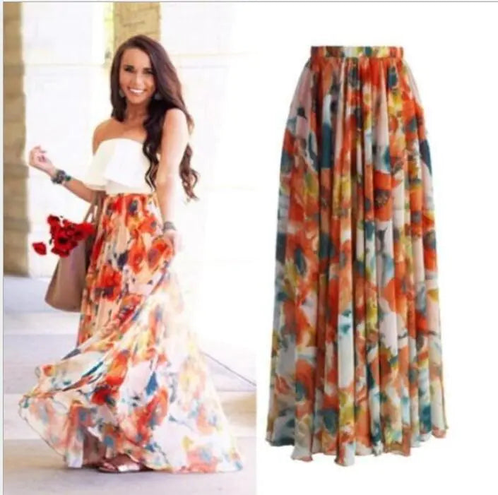 Bohemian Maxi Skirt - Women's Midi Skirt