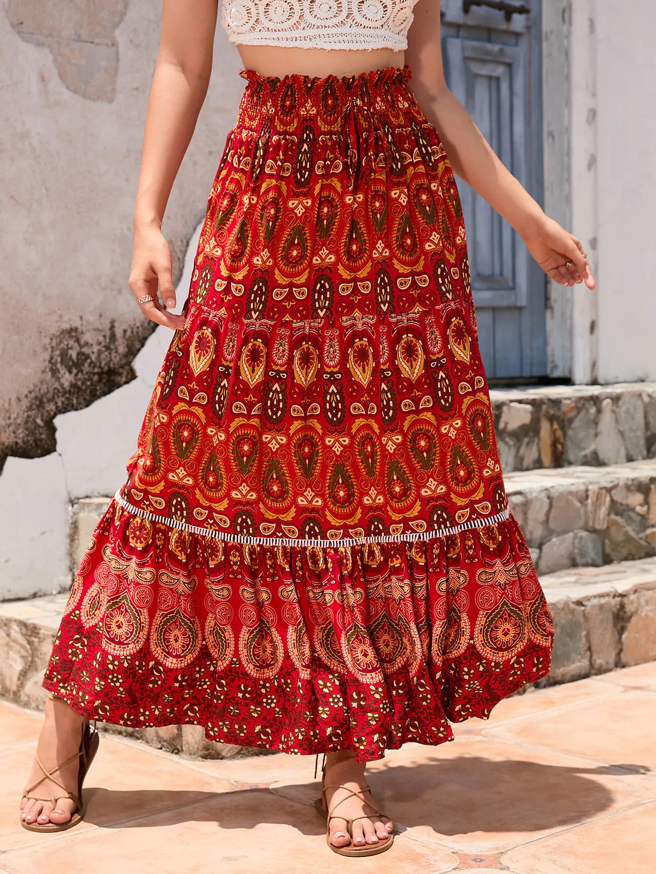 Bohemian Hollowed Out Lace Patchwork Skirt