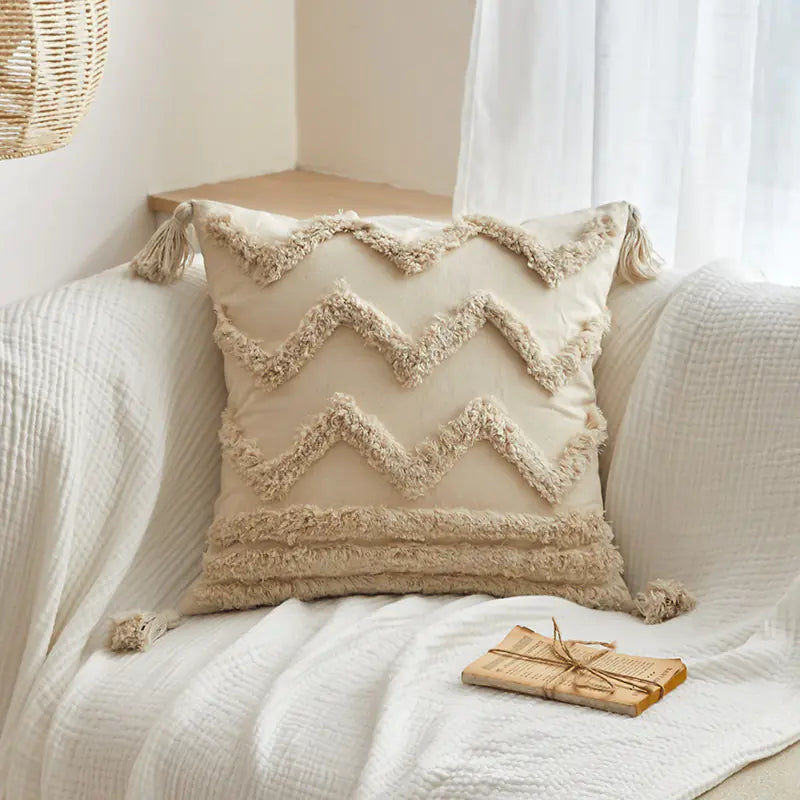 Bohemian Style Pillowcases with Plush Tassels