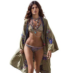 Embroidered Flower Bohemian Green Cardigan Dress