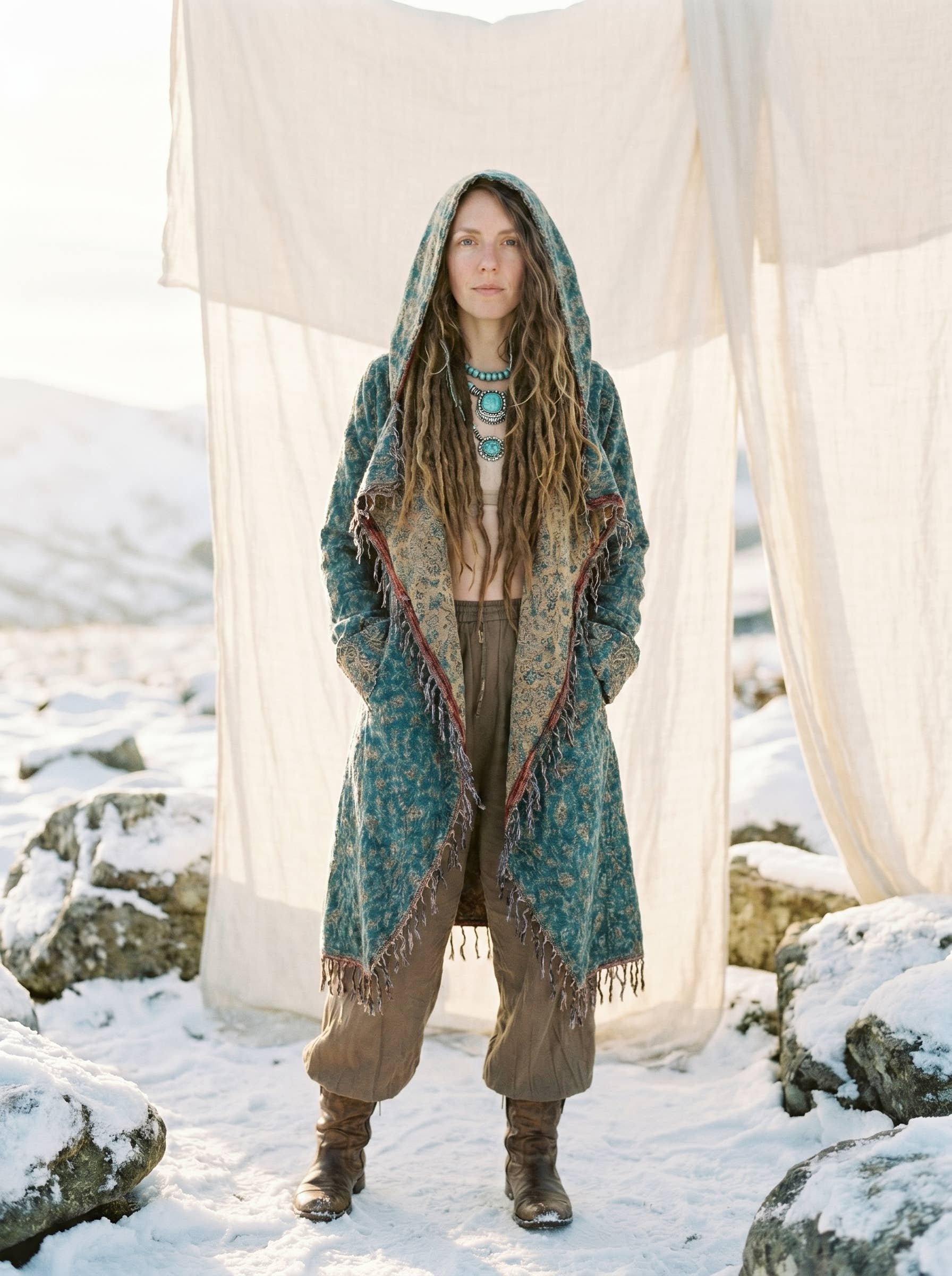 Kia Kimono Cloak - Fringed Festival Coat