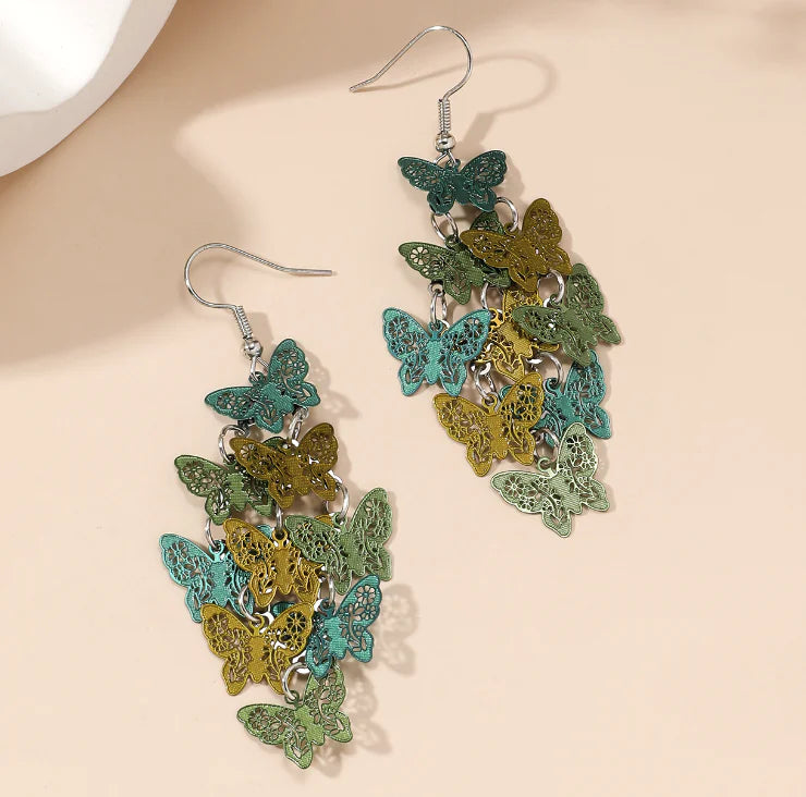 Bohemian Botanical Earrings with Colorful Flowers (Pair)