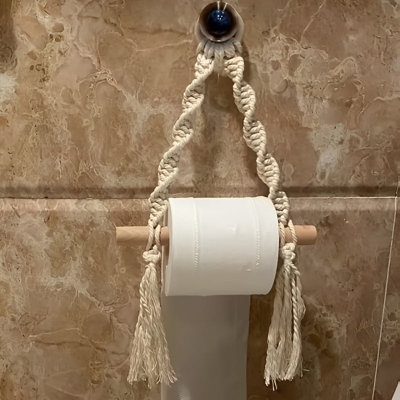 Bohemian Macrame Toilet Paper Holder and Rack