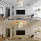 Three Light White Wood Bead Bohemian Chandelier Handmade-4