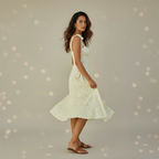 Floral Print Tie-Shoulder Slit Midi Dress