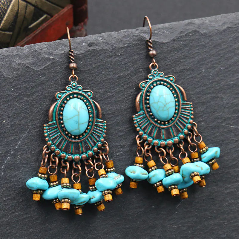 Bohemian Ethnic Tassel Alloy Earrings