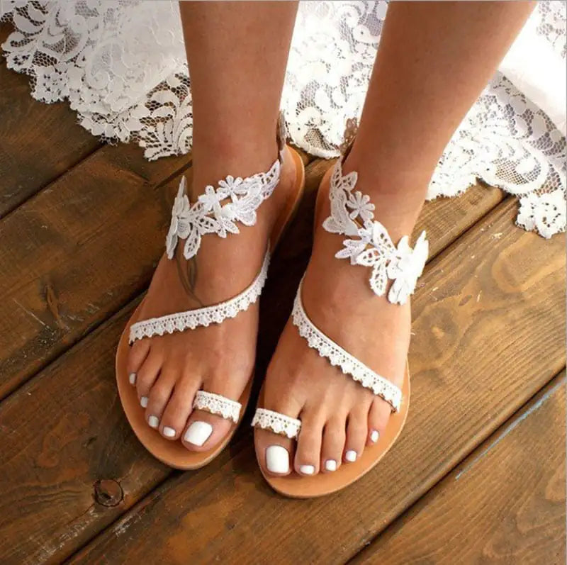 Bohemian Floral Casual Flat Roman Sandals