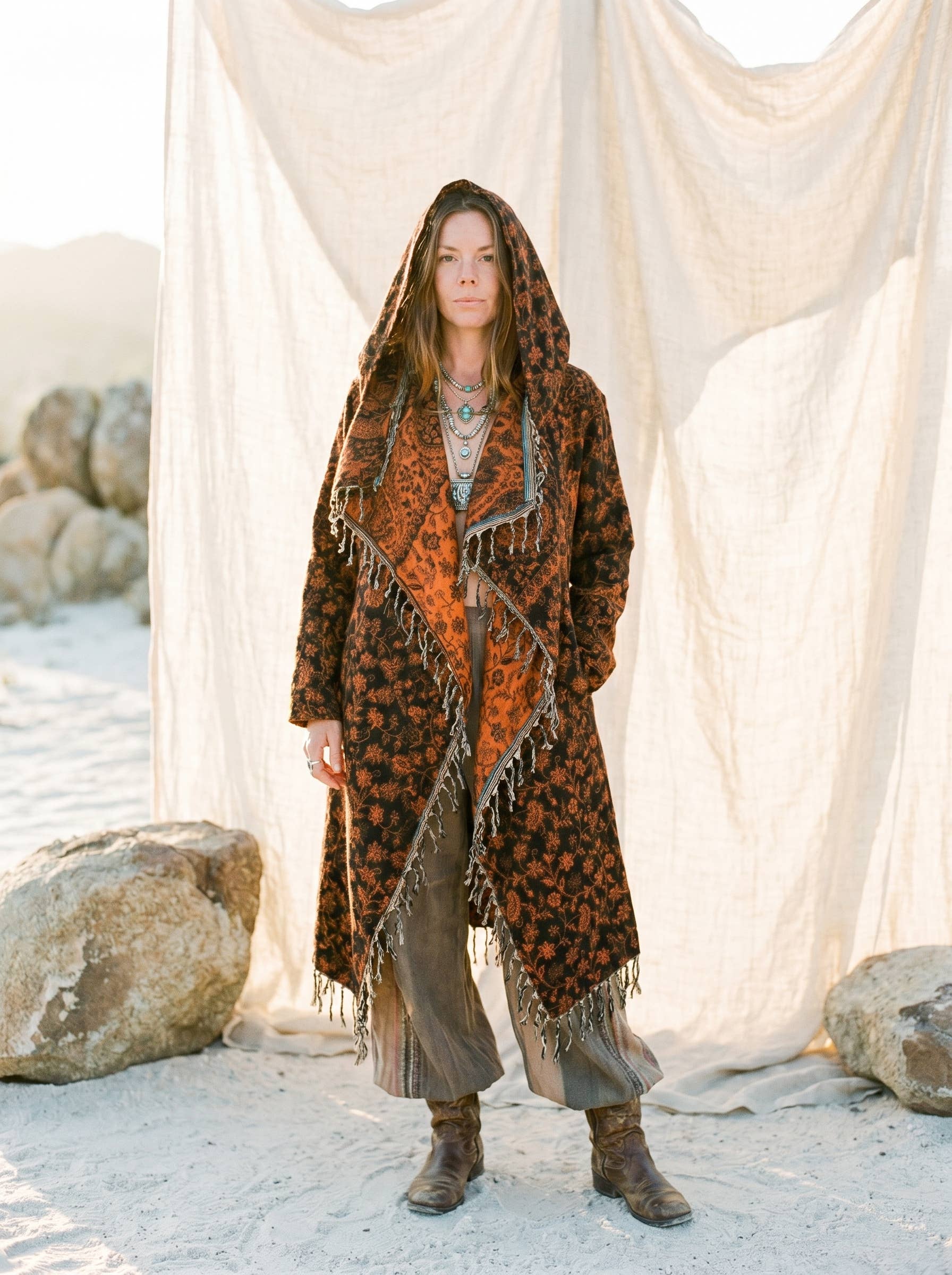 Kia Kimono Cloak - Fringed Festival Coat