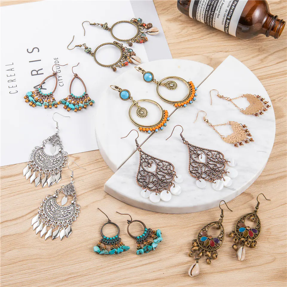 Bohemian Ethnic Tassel Alloy Earrings