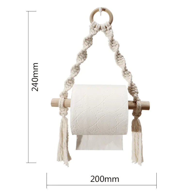 Bohemian Macrame Toilet Paper Holder and Rack