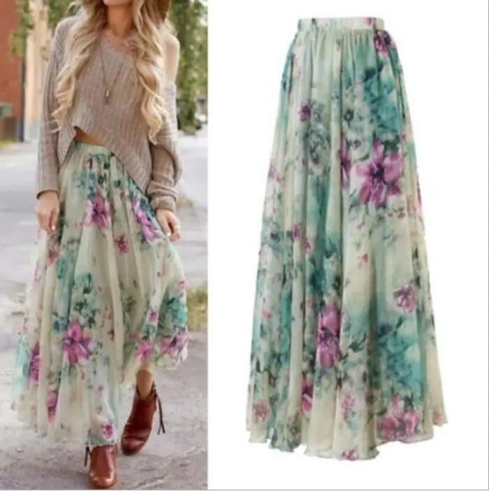 Bohemian Maxi Skirt - Women's Midi Skirt