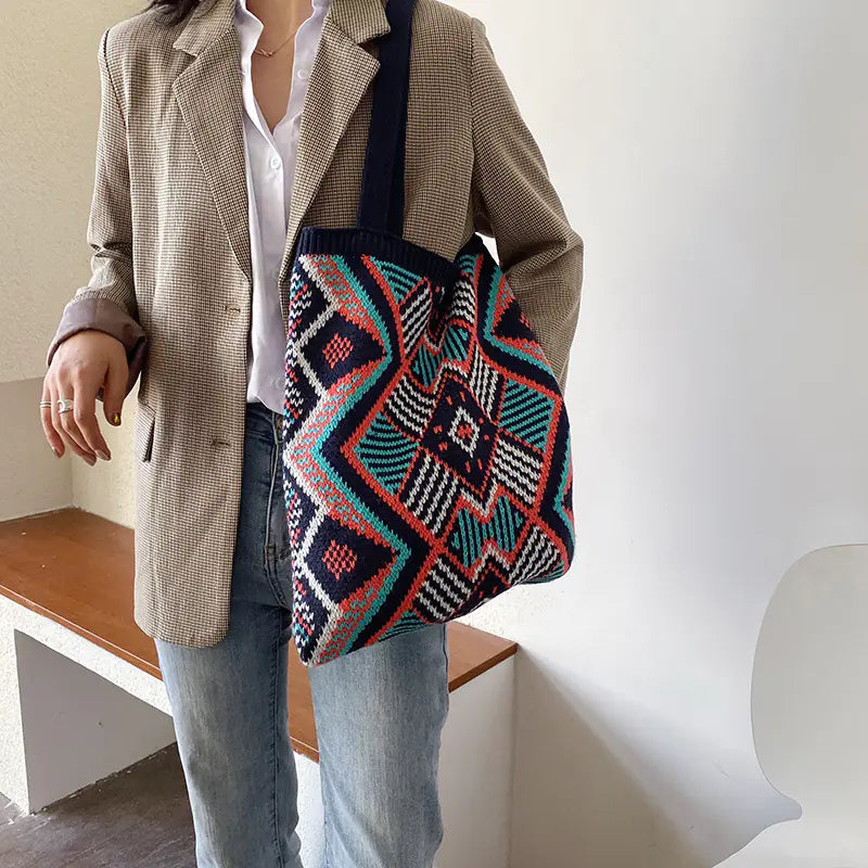 Bohemian Chic Crochet Tote Bag for Women