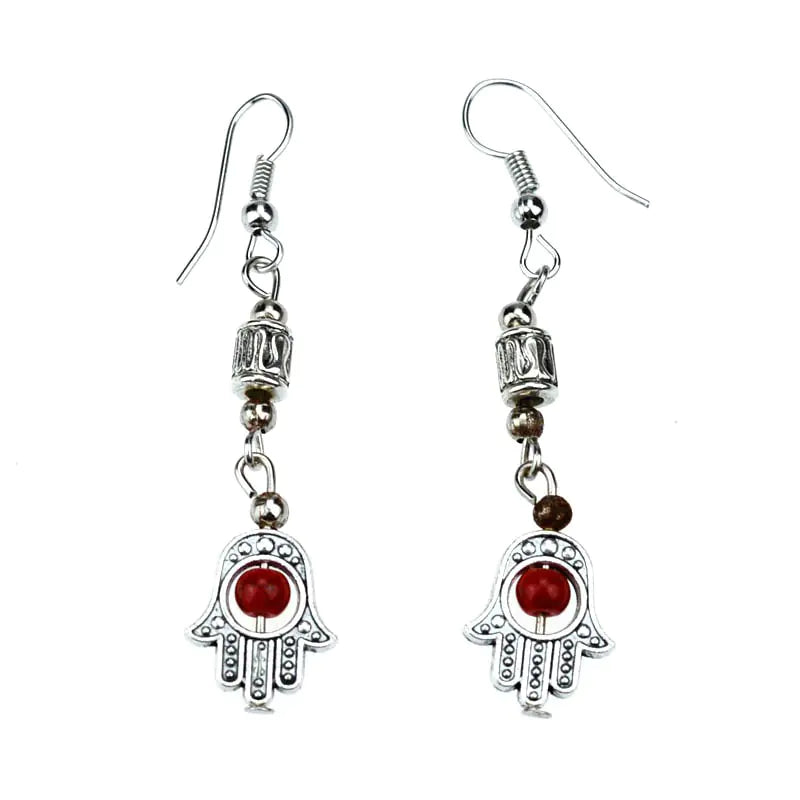 Bohemian Colorful Silver Beaded Hand Earrings