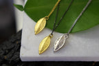 Rose Leaf Necklace: Minimalist Design - 14K Gold Plated Brass-3