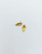 Nature-Inspired Earrings: Real Leaf Design - Gold Plated Brass & Silver-3