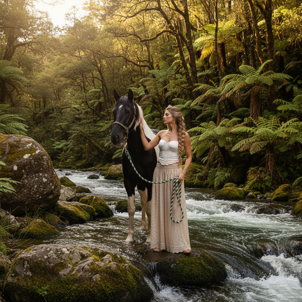 Image 1 - NZ river scene with horse