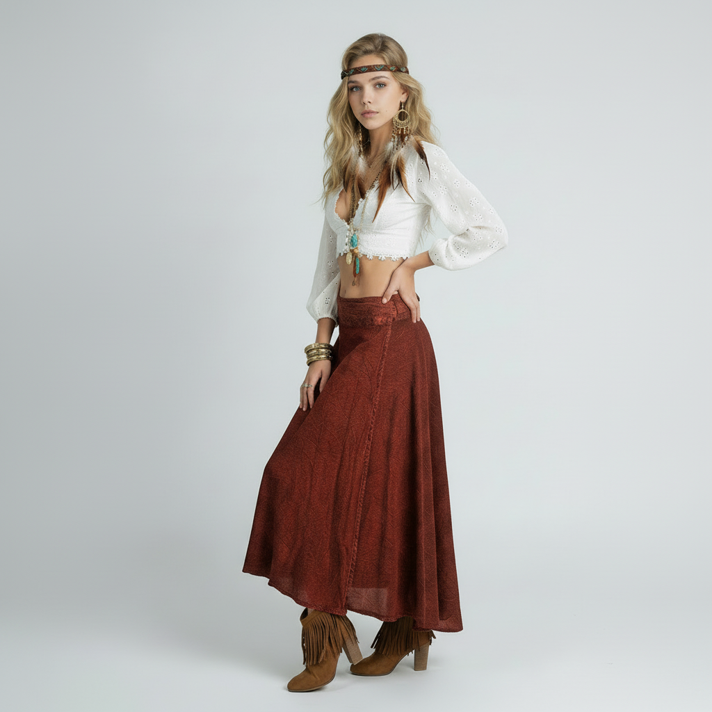 Terracotta Cotton Wrap Skirt