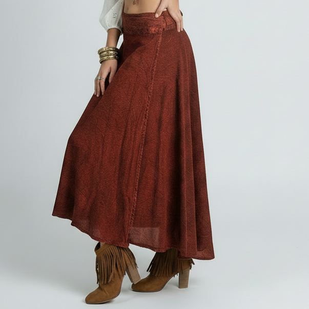 Terracotta Cotton Wrap Skirt