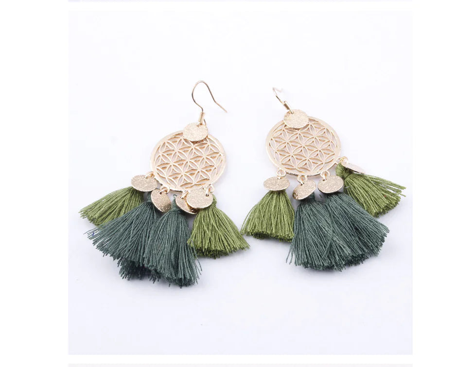 Bohemian Tassel Earrings with Hollow Design