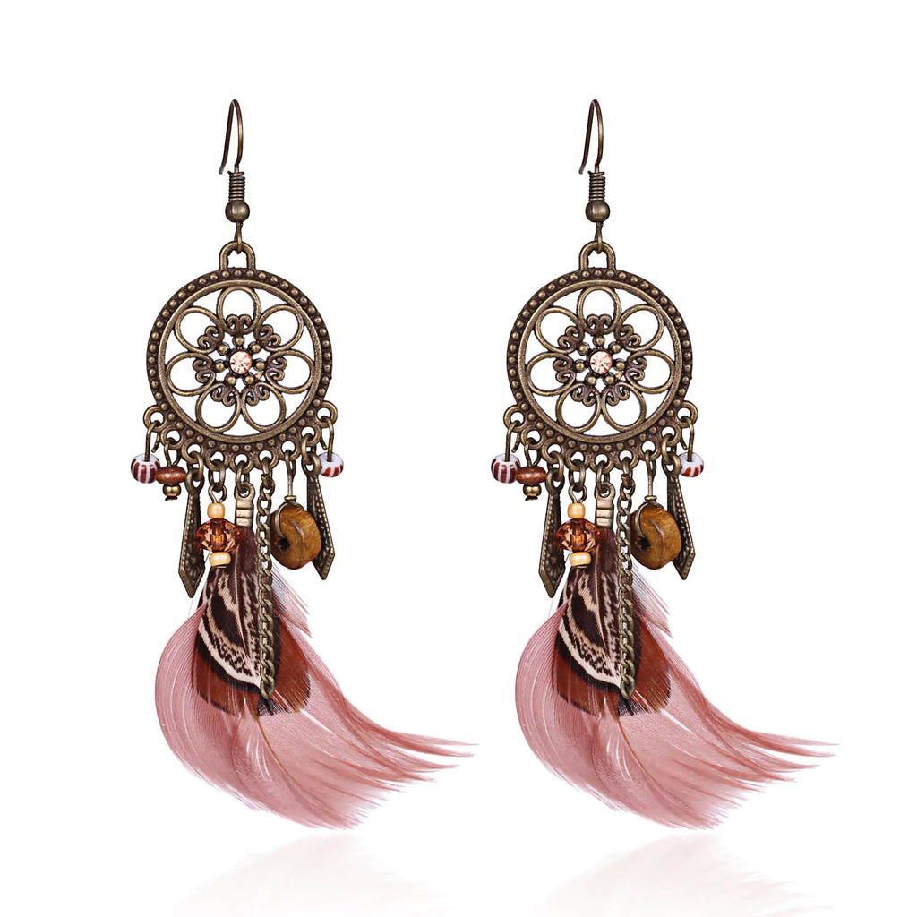 Bohemian Dreamcatcher Feather Earrings Wholesale