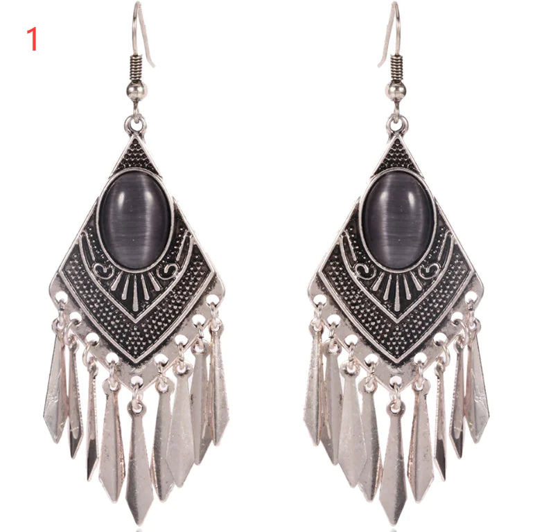 Bohemian Ethnic Tassel Alloy Earrings
