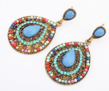 Bohemian Style Drop Earrings with Rhinestones