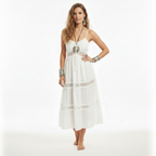 Model in White Bohemian Dress