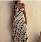 Bohemian Print Casual Halter Dress (One Piece)