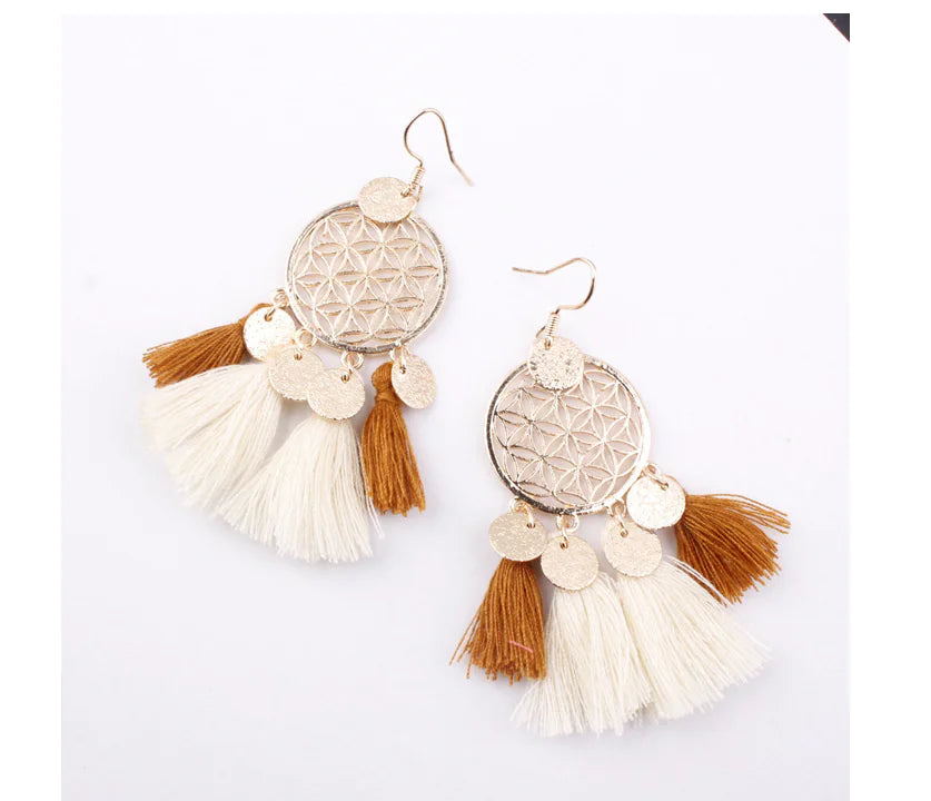 Bohemian Tassel Earrings with Hollow Design
