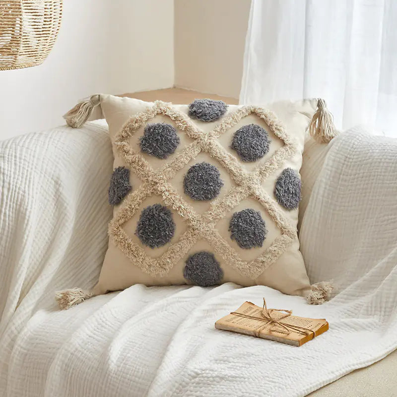 Bohemian Style Pillowcases with Plush Tassels
