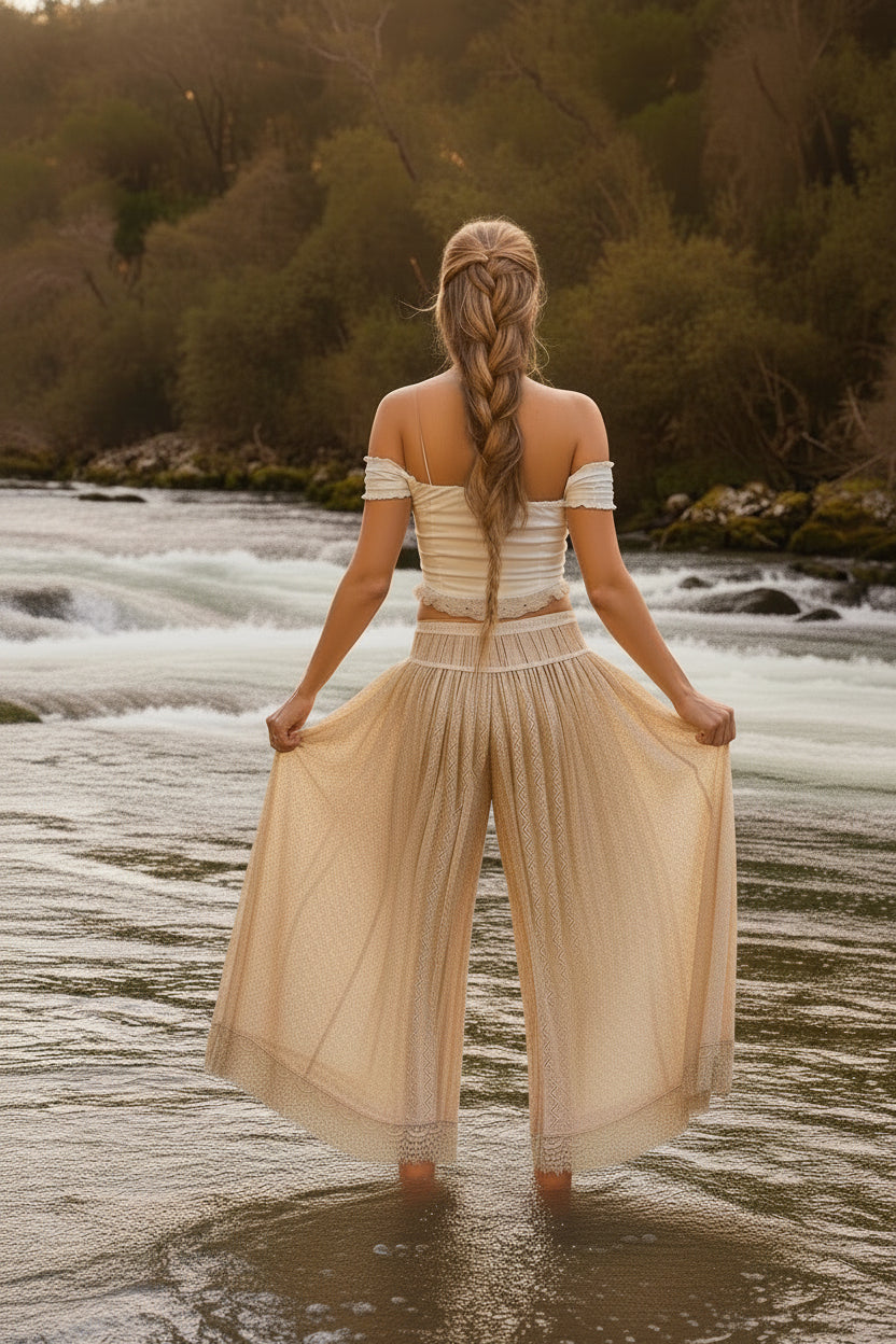 Reverie Lace Wide-Leg Trousers