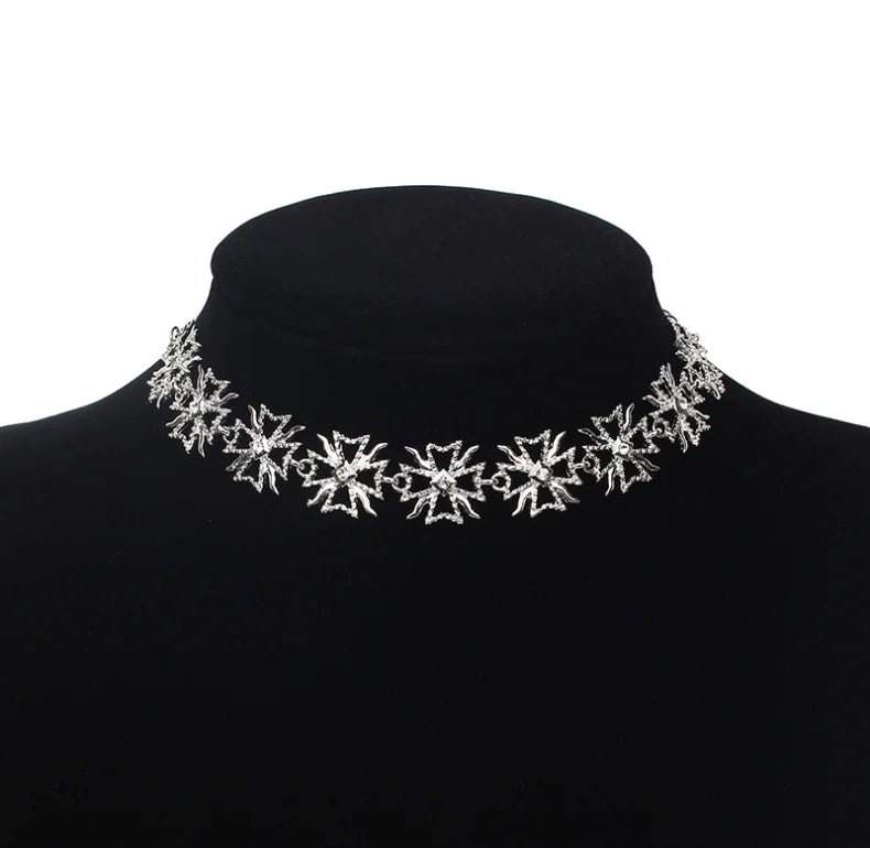 Bohemian Cross Pendant Necklace with Rhinestones