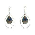 Bohemian Vintage Natural Peacock Feather Earrings