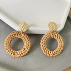 Bohemian Woven Rattan Earrings (One Pair)