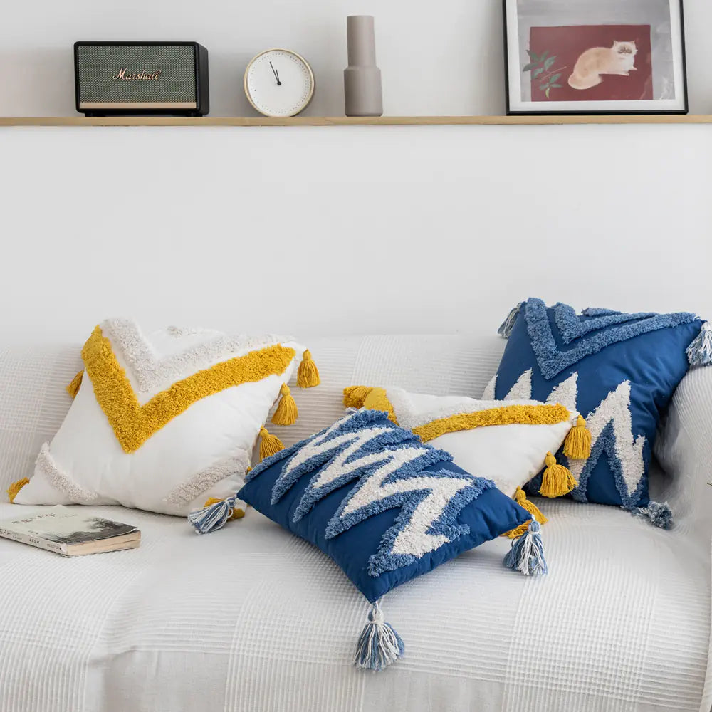 Bohemian Colorful Geometric Embroidered Throw Pillow