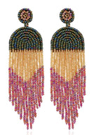 Tassel Beaded Earrings, Vintage Bohemian Style