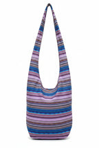 Two striped shoulder bags on a white background