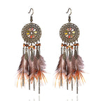 Bohemian Dreamcatcher Feather Earrings Wholesale