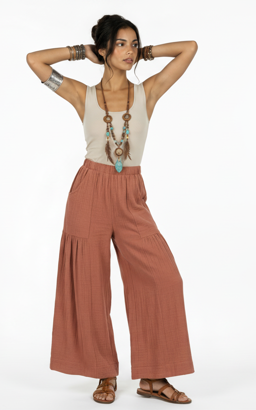 Pleated Wide Leg Pants