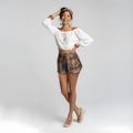 Sunset Azure Silk Tassel Shorts