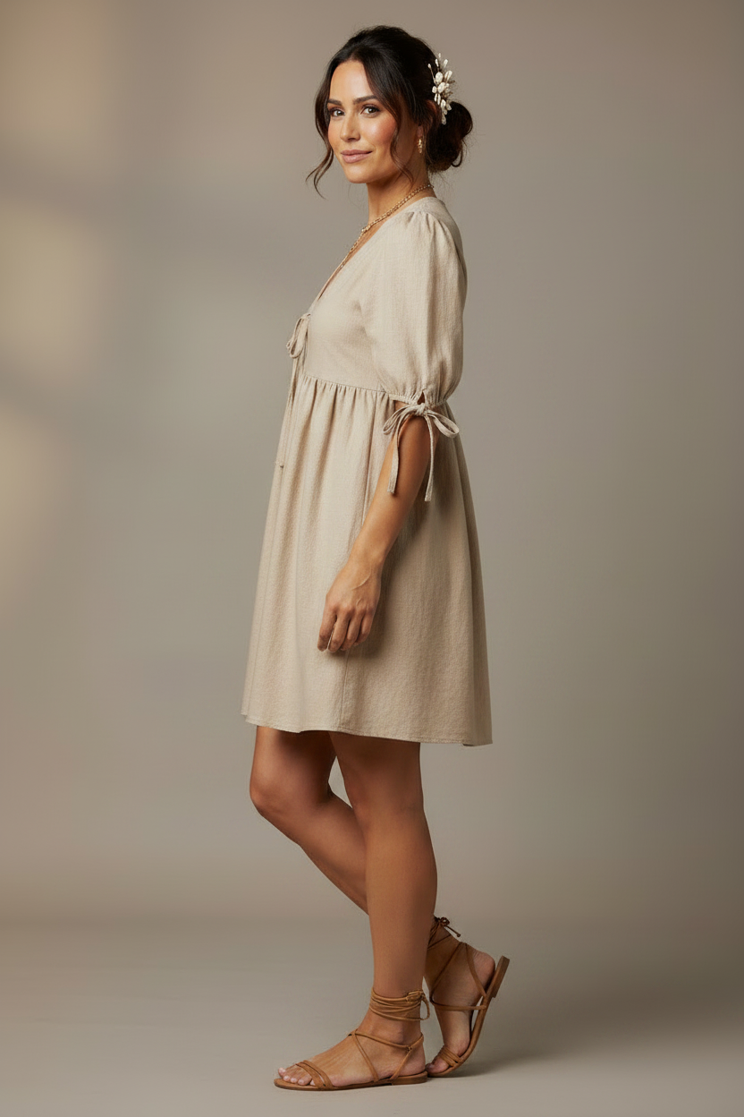 Side Pose - Linen Boho Dress