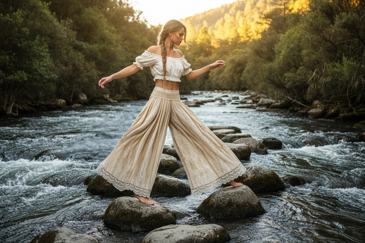Reverie Lace Wide-Leg Trousers