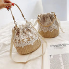 Lace Shoulder Bucket Bag