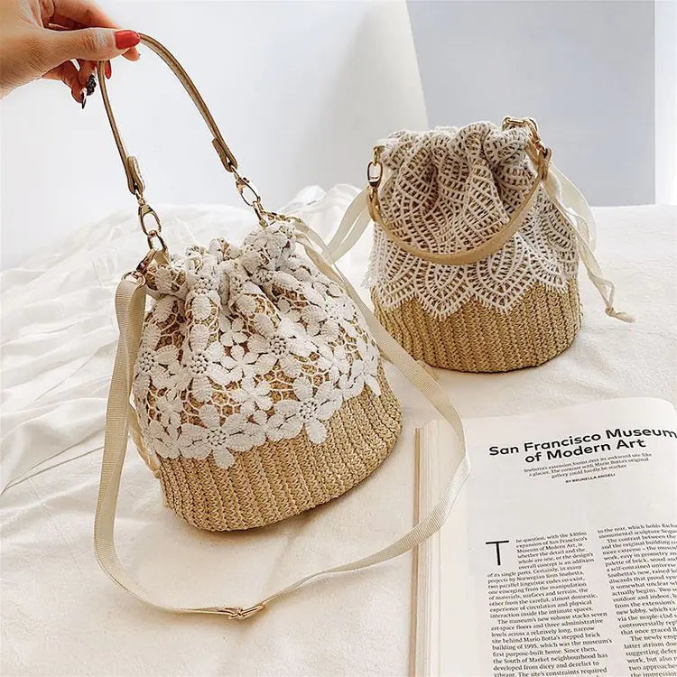 Lace Shoulder Bucket Bag