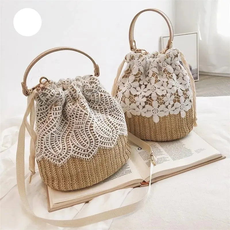 Lace Shoulder Bucket Bag