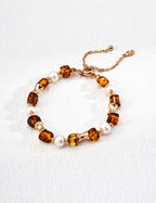 Vintage Natural Pearl Flower Amber Bracelet-0