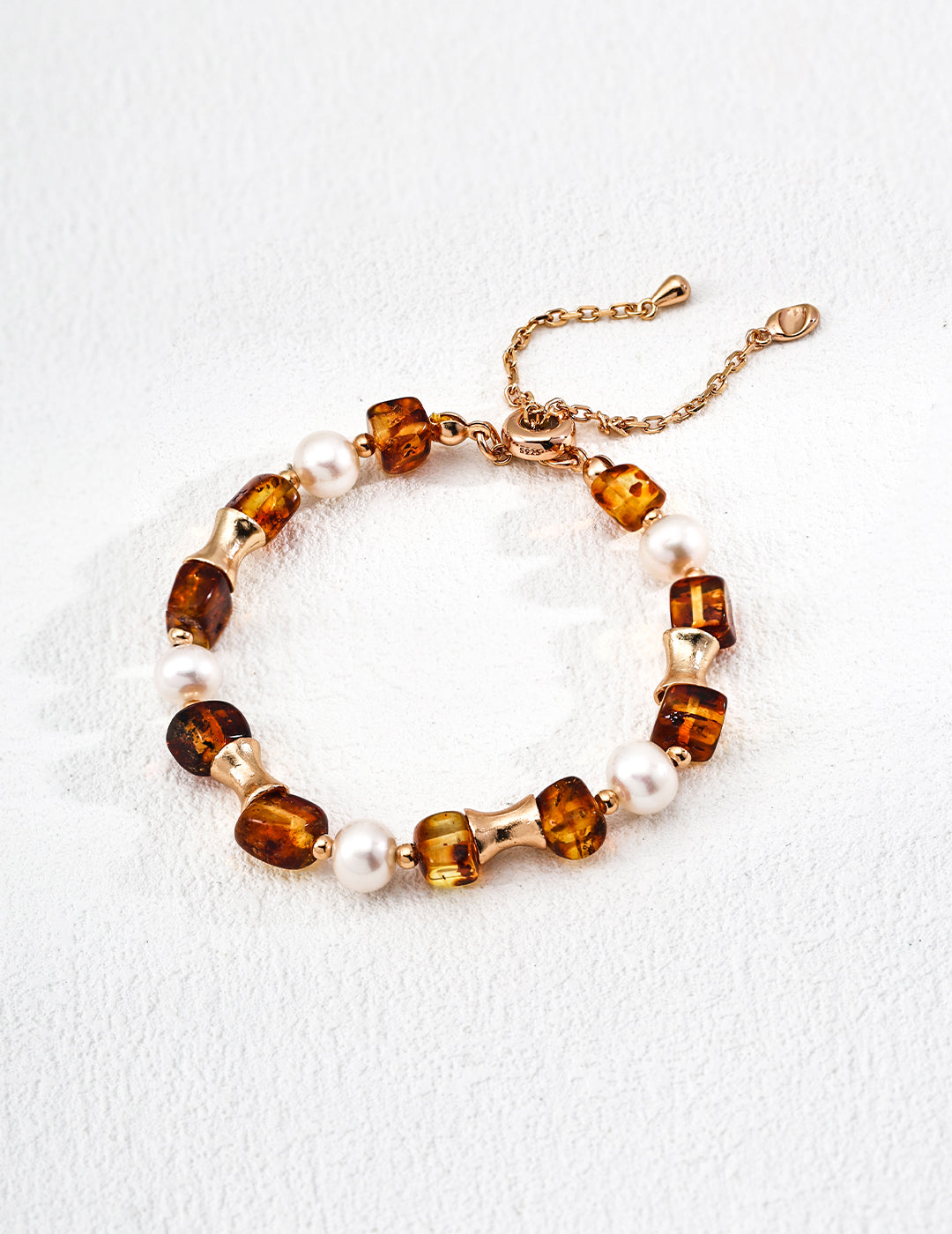 Vintage Natural Pearl Flower Amber Bracelet-0