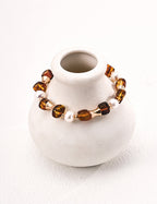 Vintage Natural Pearl Flower Amber Bracelet-2